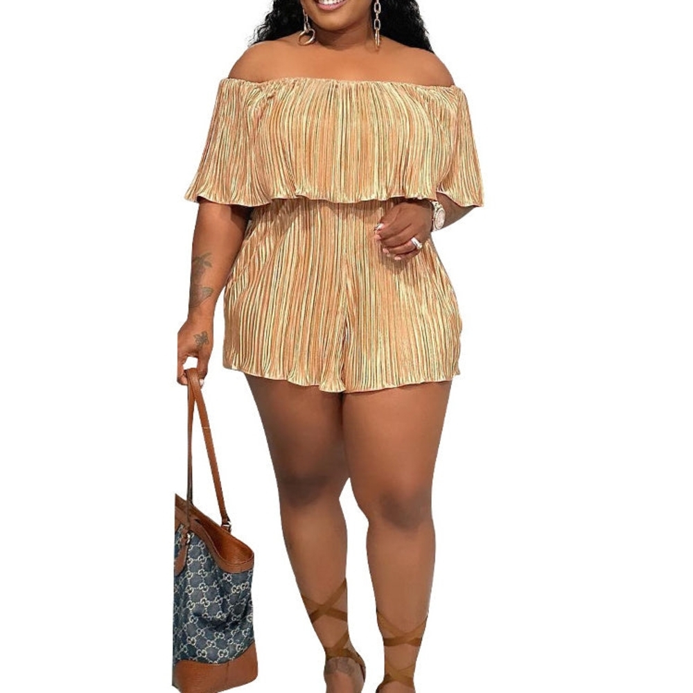 Off-Shoulder Striped Romper